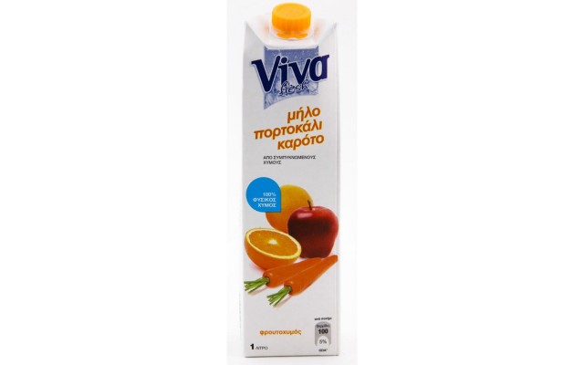  VIVA FRESH - 100% ΦΥΣΙΚΟΣ ΧΥΜΟΣ ΜΗΛΟ, ΠΟΡΤΟΚΑΛΙ & ΚΑΡΟΤΟ 1Lt